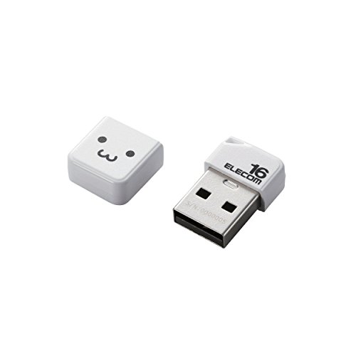 【城北SC:1127】エレコム USBメモリ 16GB USB2.0 小型 ストラップホール キャップ付き ホワイト MF-SU2B16GWHF