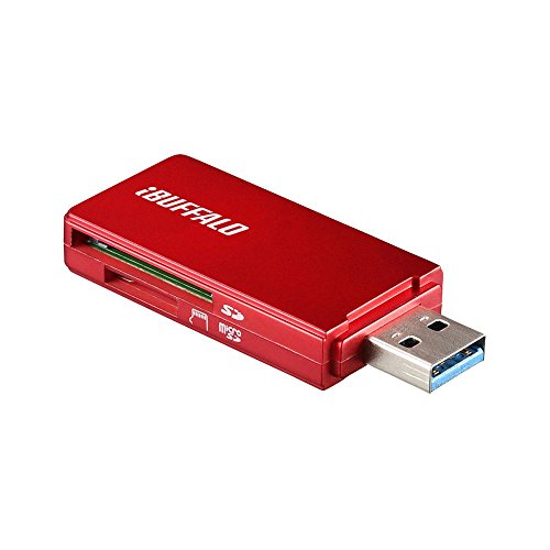 【柏倉庫:1167】BUFFALO USB3.0 microSD/SDカード専用カードリーダー レッド BSCR27U3RD