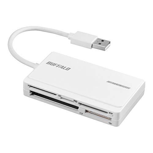 【有明倉庫:1171】BUFFALO USB2.0 マルチカードリーダー UHS-I対応ケーブル収納モデル ホワイト BSCR508U2WH