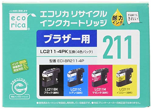 【城北SC:1493】エコリカ ブラザー(Brother)対応 リサイクル インクカートリッジ 4色セット LC211-4PK (目印:ブラザー211) ECI-BR211-4P