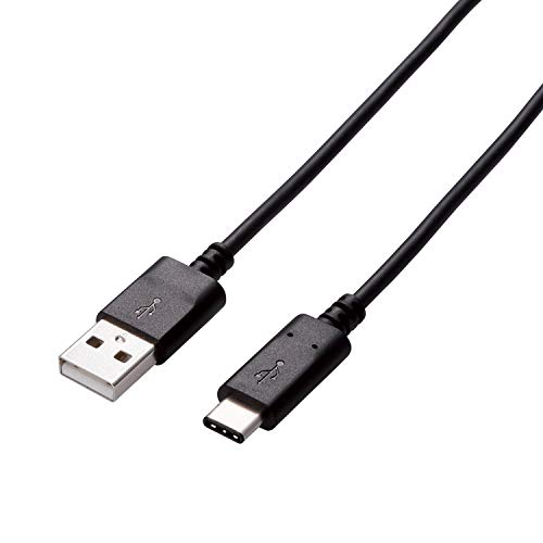 【柏倉庫:1839】エレコム USBケーブル Type C (USB A to USB C) 1.0m USB2.0認証品 3A出力 最大480Mbps ブラック U2C-AC10NBK