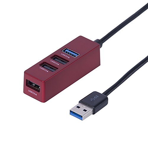 【有明倉庫:1945】Digio2 USB3.0+2.0 4ポートハブ 0.3m レッド 43798