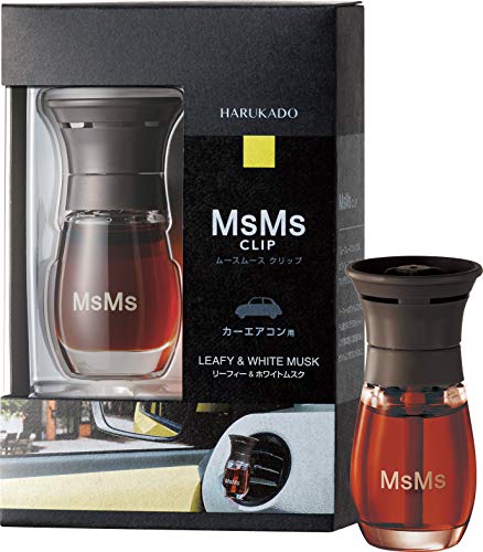 【有明倉庫:247】晴香堂 芳香剤 車 クリップ ムースムース MsMS(リーフィー&ホワイトムスク)12ml ブラウン 6251