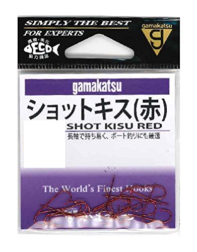 【柏倉庫:3027】がまかつ(Gamakatsu) ショットキス フック (赤) 8号 釣り針