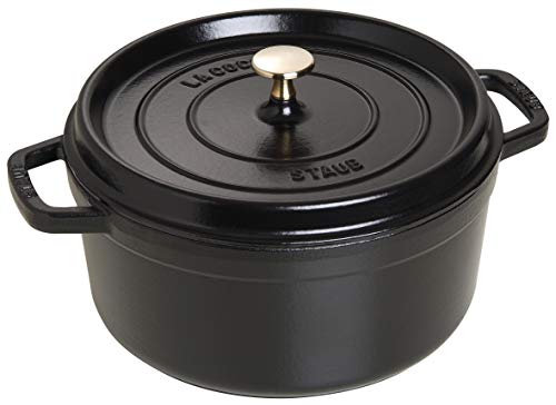 【柏倉庫:657】staub ストウブ 「 ピコ ココット ラウンド ブラック 26cm 」 大きい 両手 鋳物 ホーロー 鍋 IH対応  La Cocotte Round 40